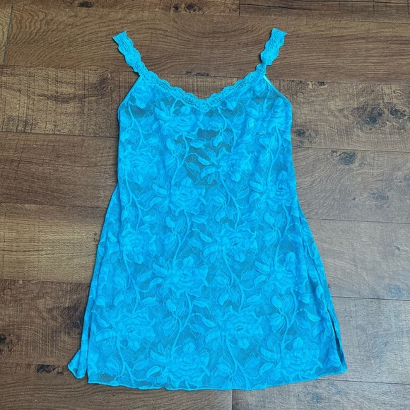 Victoria’s Secret lace lingerie teddy Sz medium blue sheer adjustable strap - Picture 1 of 7